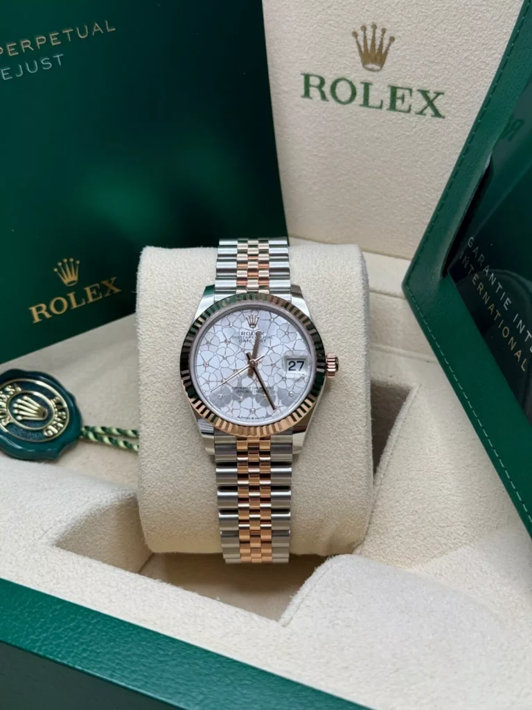 RLX Datejust m278271-0031/0032 Silver Floral Motif 31mm Dial Oyster Bracelet Watch