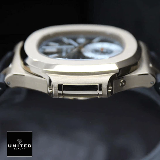 Patek Philippe Nautilus Rose Leather Replica 4 Patek Philippe Nautilus Rose Gold Bezel Replica side view