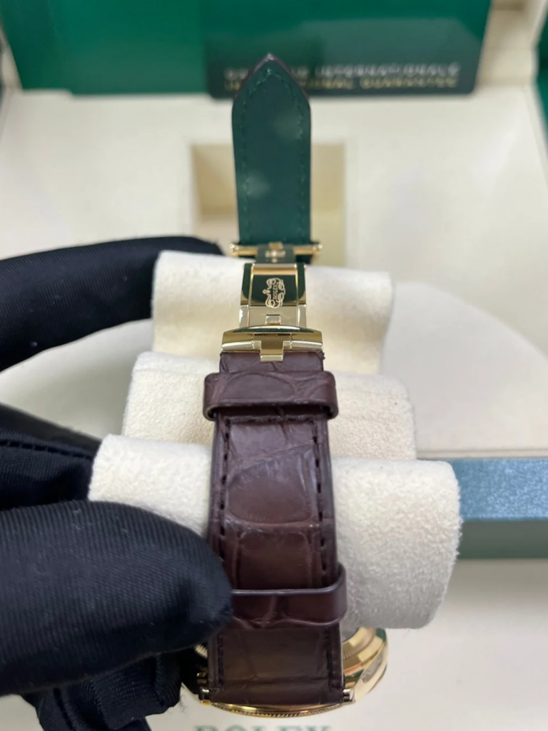 Rolex 1908 Yellow Gold White Dial Brown Alligator Strap - 52508-0006