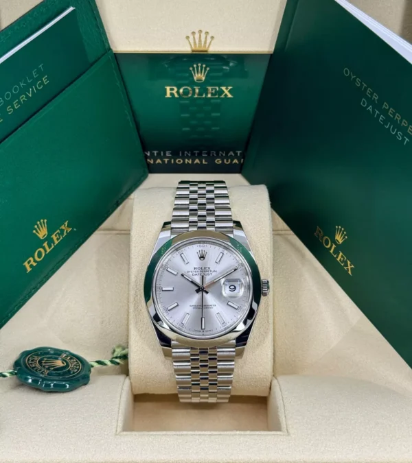 RLX Datejust 41mm 126300 Silver Index Jubilee Stainless Steel Watch