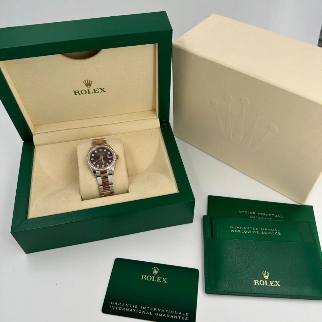 RLX Datejust m278381-0027/0028 Chocolate Diamond 31mm Dial Diamond-Set Bezel and Oyster Bracelet Watch