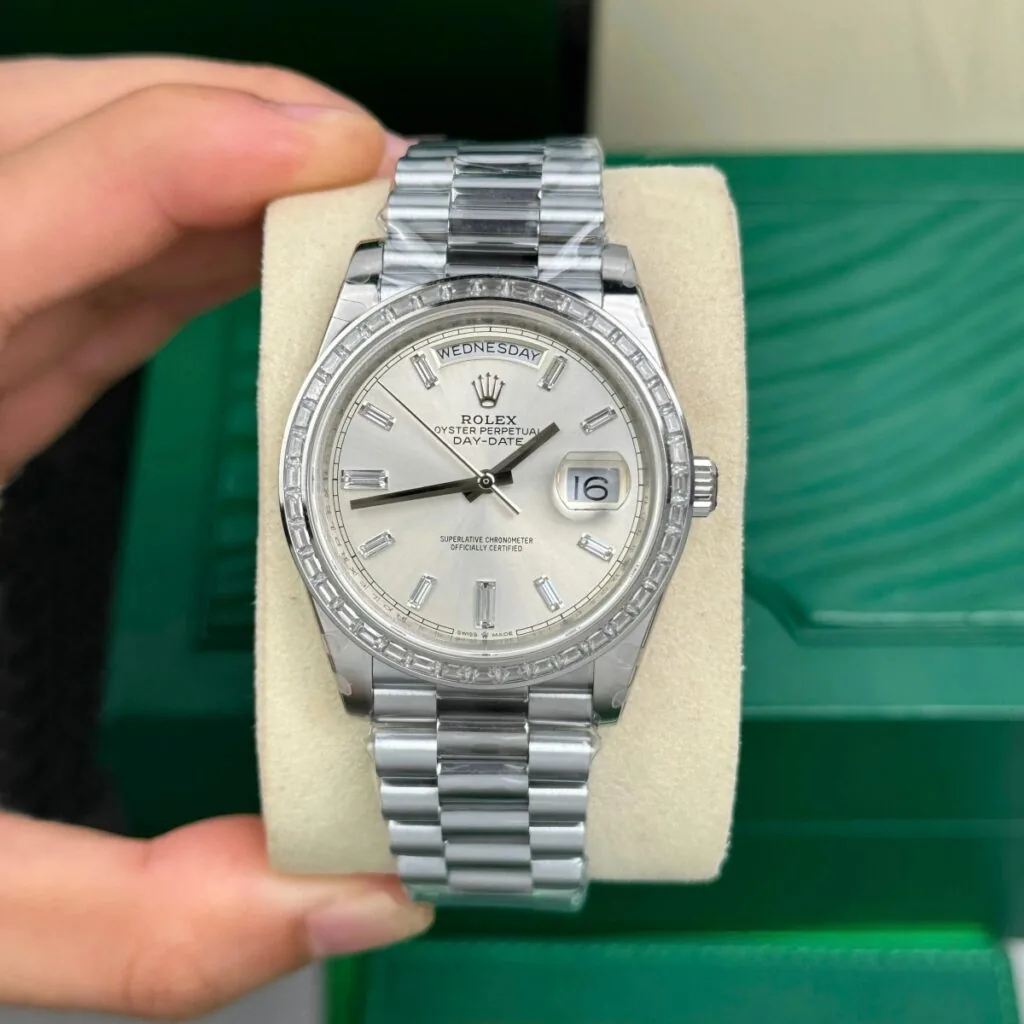 RLX Day-Date 40mm 228396TBR-0011 Silver Diamonds Dial
