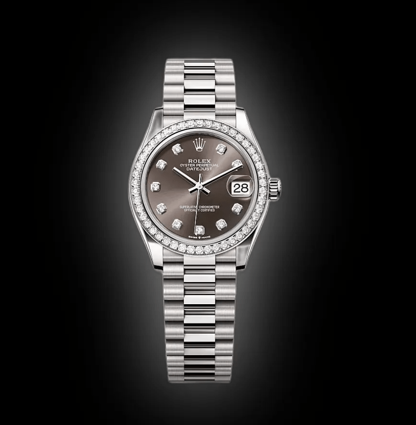 RLX Datejust m278289RBR-0006 Dark Grey Dial White Gold President Watch