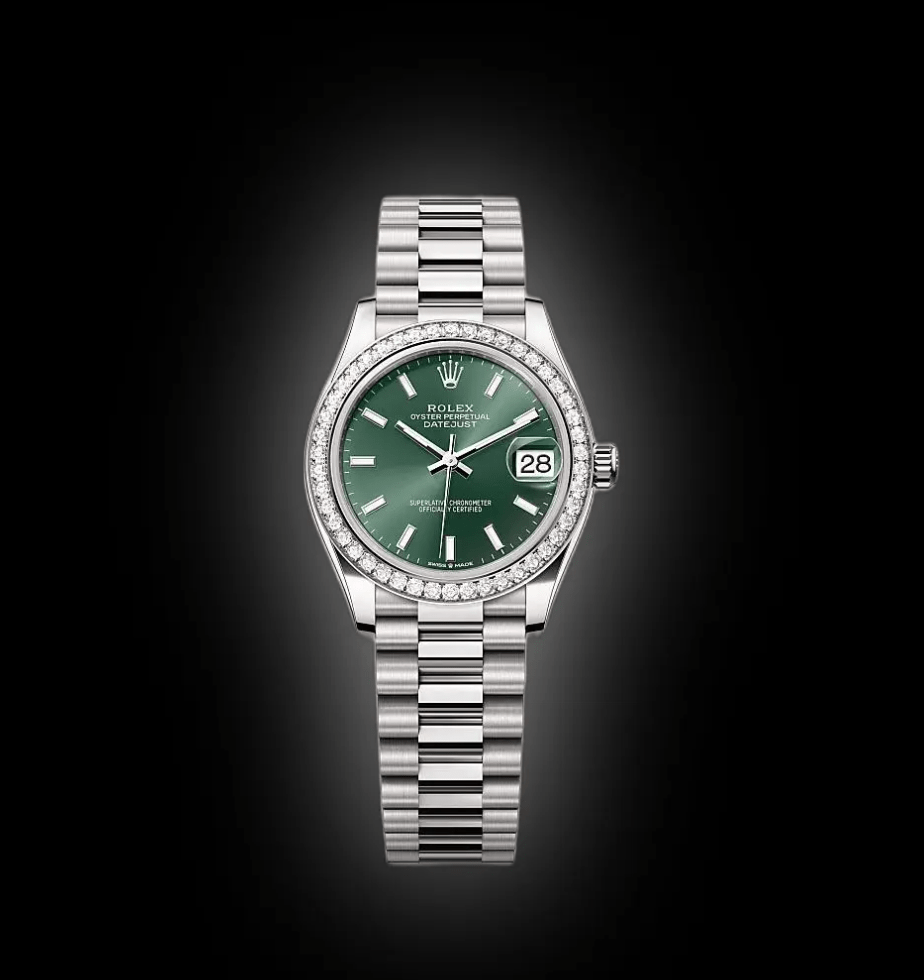 RLX Datejust m278289RBR-0015 Mint Green Dial White Gold President Watch