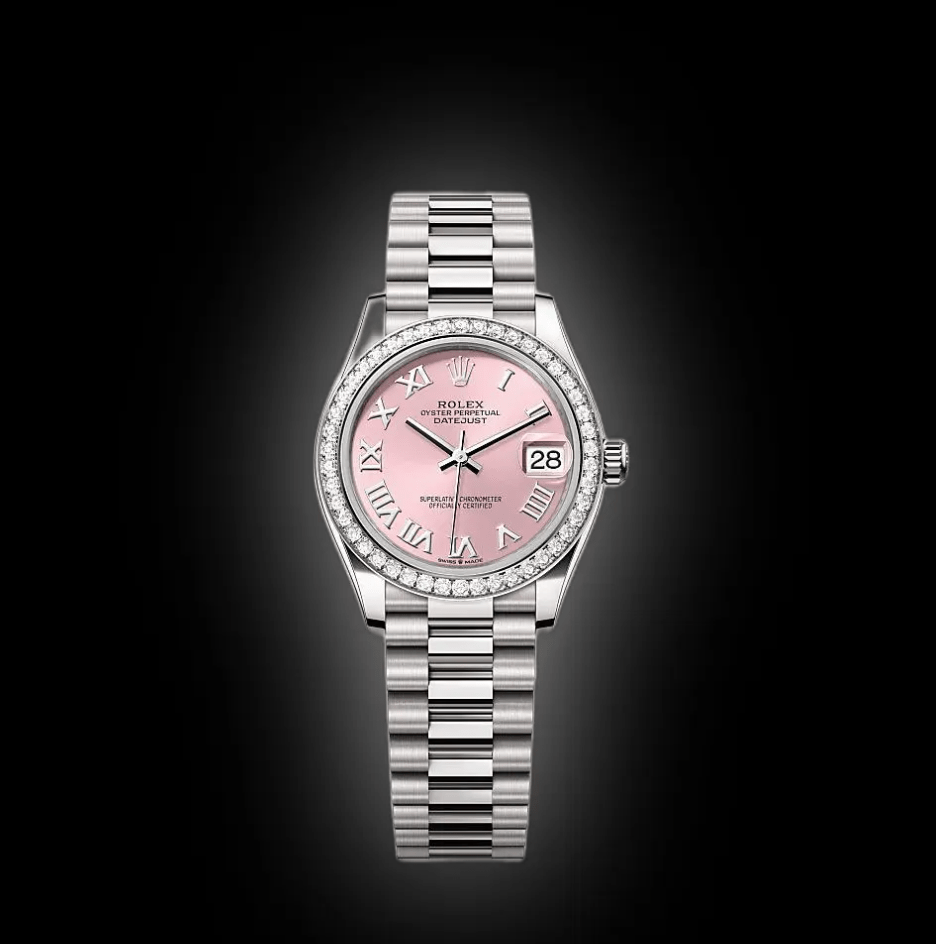 RLX Datejust m278289RBR-0016 Pink Dial White Gold President Watch