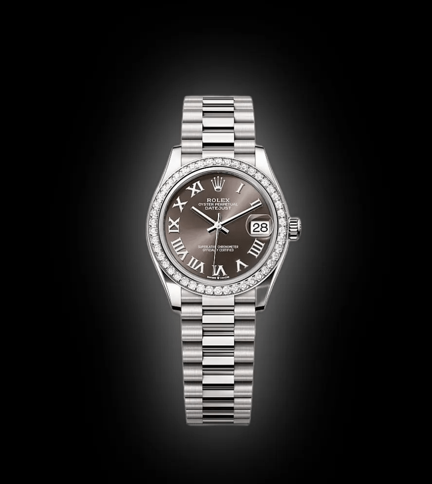 RLX Datejust m278289RBR-0017 Dark Grey Dial White Gold President Watch