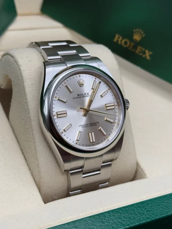 RLX Oyster Perpetual 41mm 124300-0001 Stainless Steel Silver Index Dial Watch