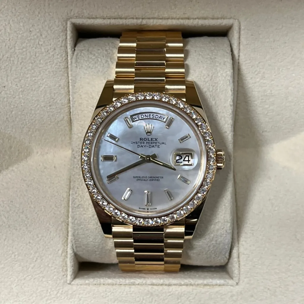 RLX Day-Date 40mm White Mother-of-Pearl Dial President Watch 228348RBR-0046