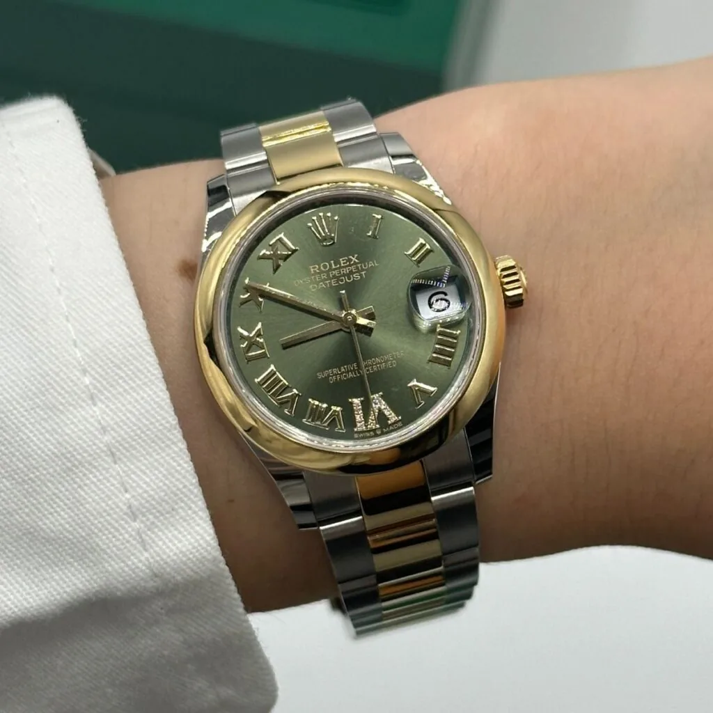 RLX Datejust m278243-0015/0016 31mm Olive Green Dial Yellow Rolesor Oyster Watch