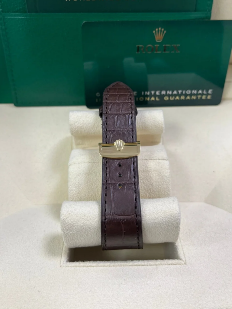 Rolex 1908 Yellow Gold White Dial Brown Alligator Strap - 52508-0006