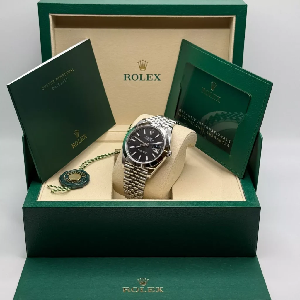 RLX Datejust 41mm 126300 Black Index Oyster 41mm Stainless Steel Watch