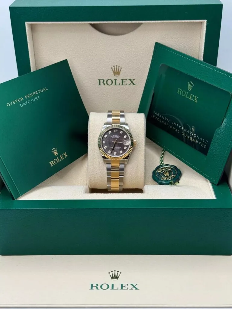 RLX Datejust m278273-0023/0024 31mm Black Mother-of-Pearl Dial Stainless Steel and Yellow Gold Oyster Watch
