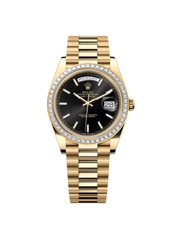 RLX Day-Date 40mm 228398TBR-0041 Bright Black Dial President Watch