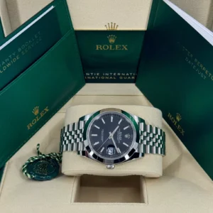 RLX Datejust 41mm 126300 Black Index Oyster 41mm Stainless Steel Watch
