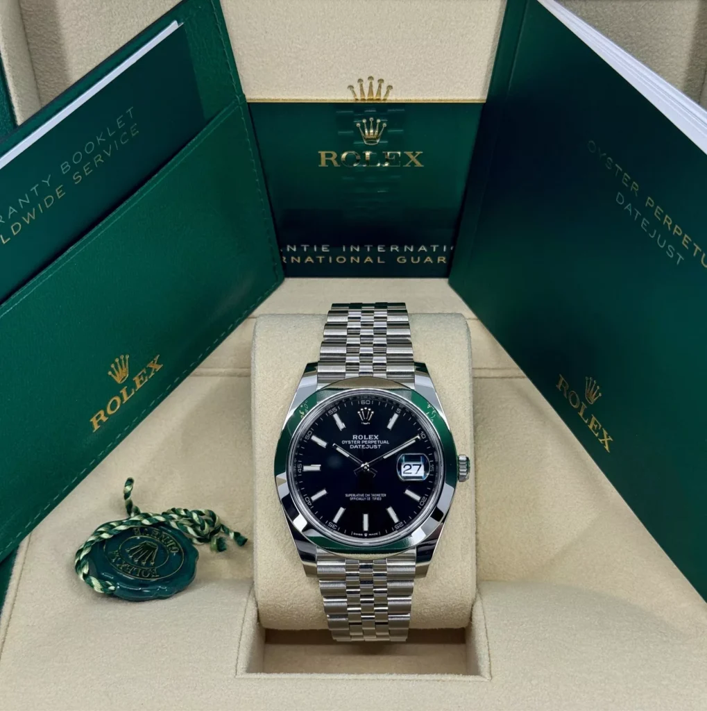 RLX Datejust 41mm 126300 Black Index Oyster 41mm Stainless Steel Watch