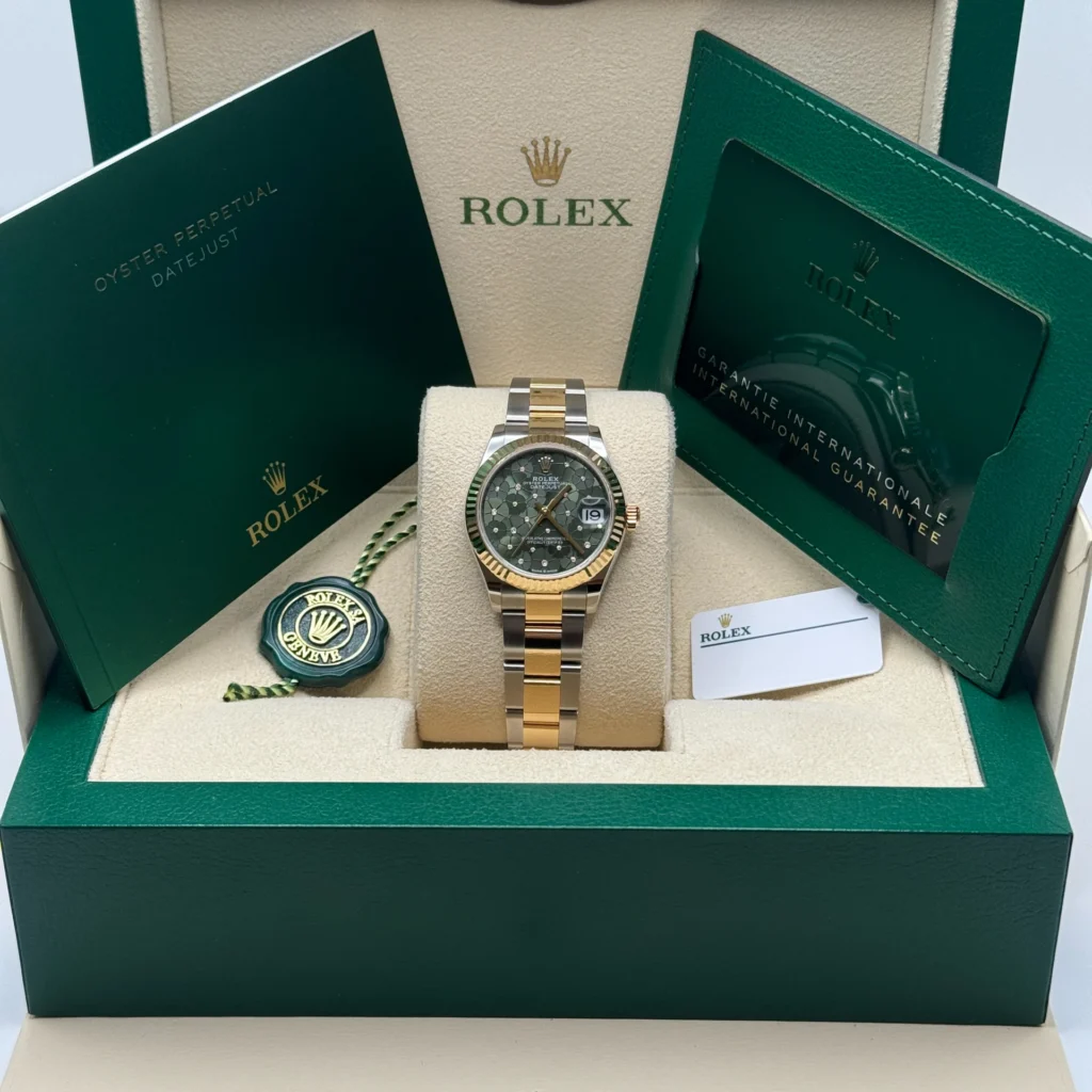 RLX Datejust m278273-0031/0032 31mm Olive Green Floral Motif Dial Stainless Steel and Yellow Gold Oyster Watch