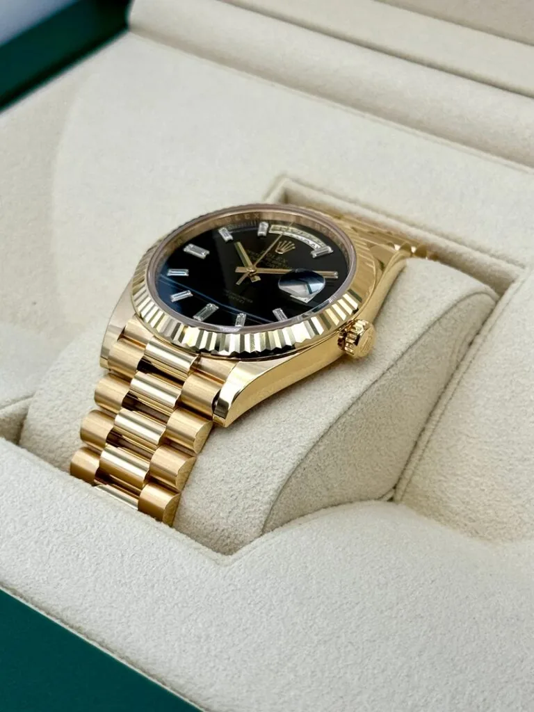 RLX Yellow Gold President Day Date 40mm Onyx Diamond Dial - 228238