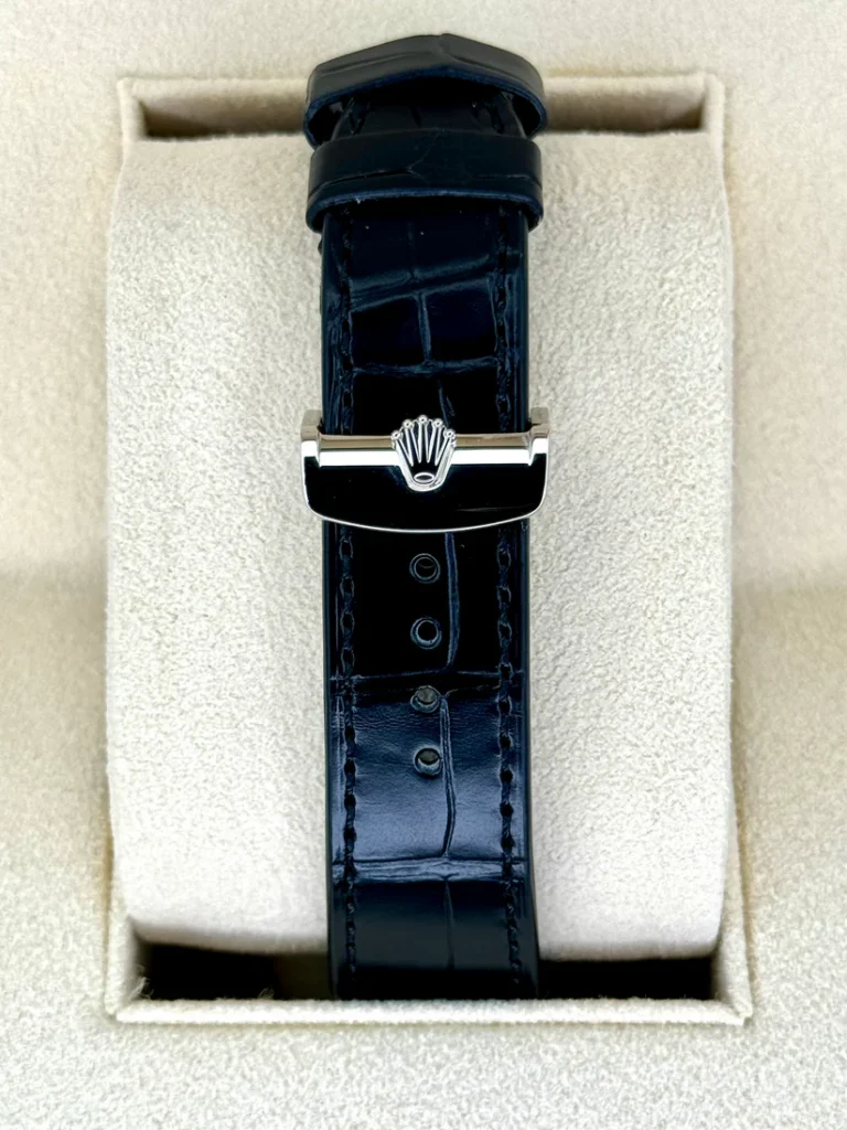Rolex 1908 White Gold Black Dial Black Alligator Strap - 52509-0002