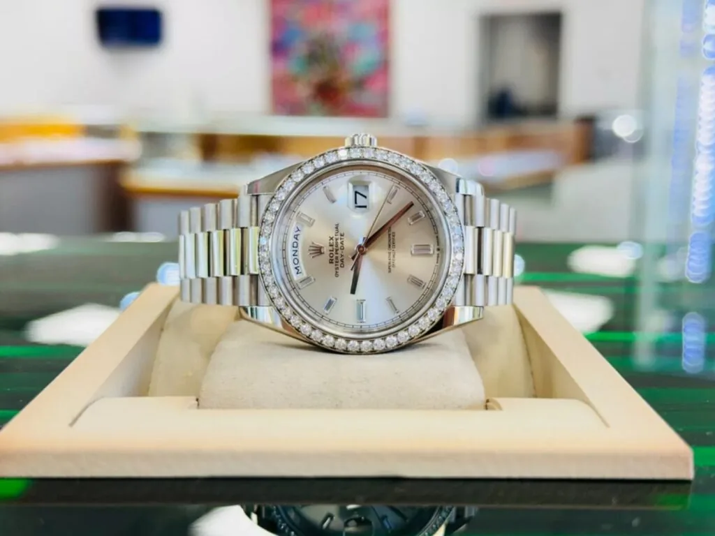 RLX Day-Date 40mm 228349RBR-0001 Silver Dial President Bracelet