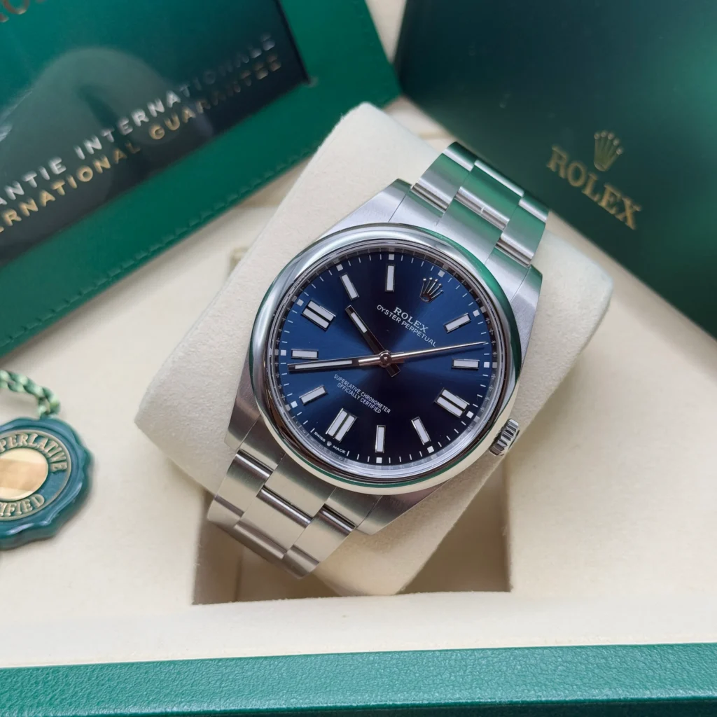 RLX Oyster Perpetual 41mm 124300-0003 Oyster Perpetual Stainless Steel Blue Index Dial Watch