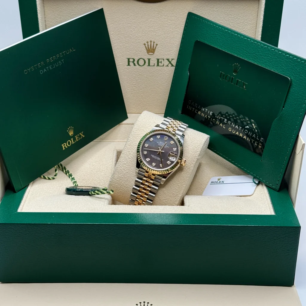 RLX Datejust m278273-0023/0024 31mm Black Mother-of-Pearl Dial Stainless Steel and Yellow Gold Oyster Watch