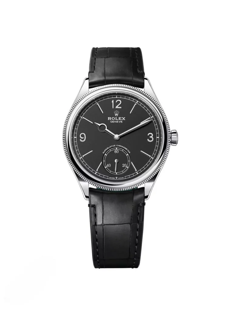 Rolex 1908 White Gold Black Dial Black Alligator Strap - 52509-0002