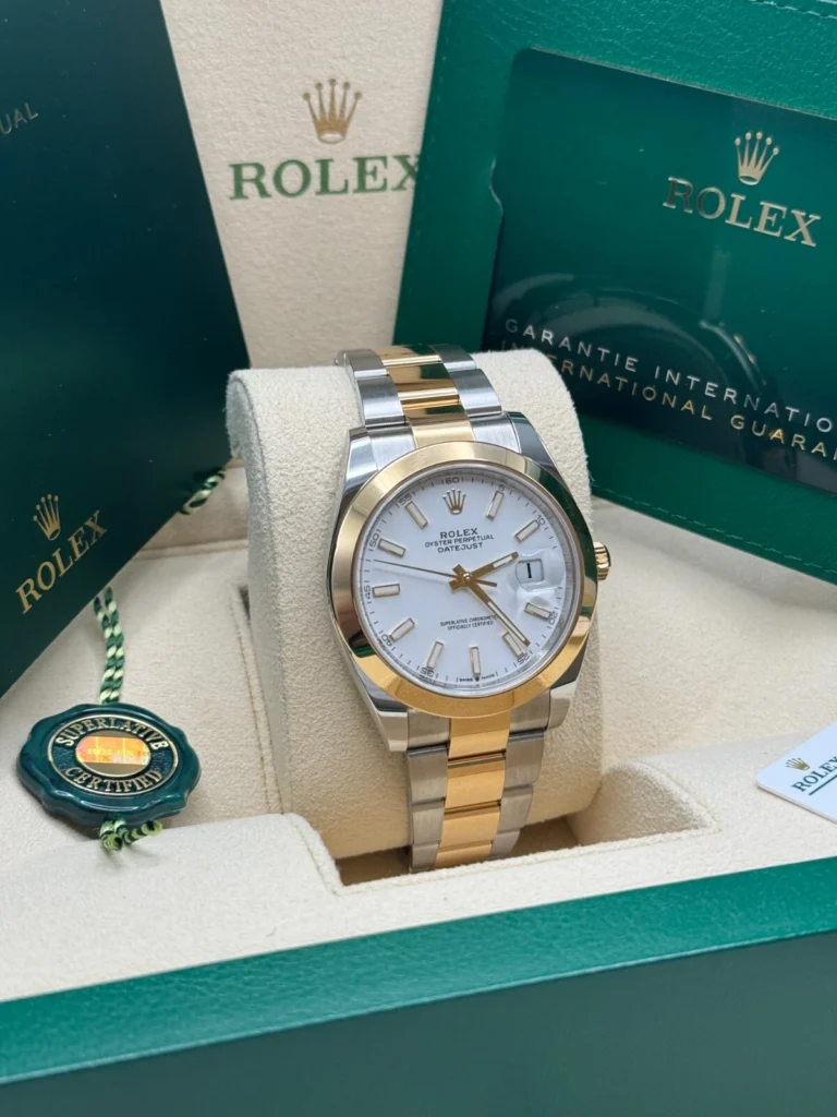 RLX Datejust 41mm 126303 White Index Oyster Steel and Yellow Gold Mens Watch