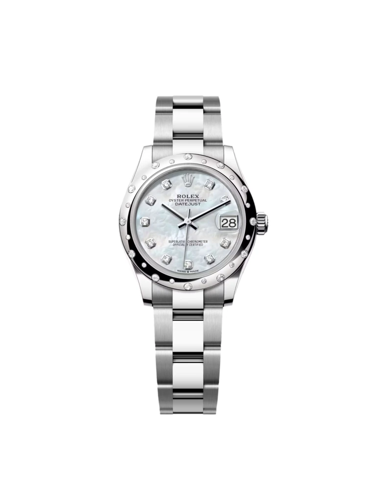 RLX Datejust m278344-0005/0006 Mother-of-Pearl Dial 31mm Domed Diamond Oyster Watch