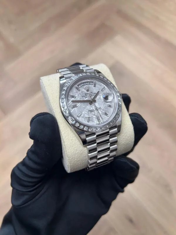 RLX Day-Date 40mm 228396TBR-0027 Meteoriate Baguette Diamond Dial and Bezel Watch