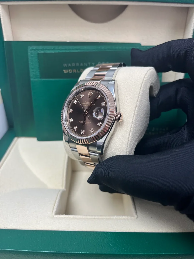 RLX Datejust 41mm 126331 Datejust Chocolate Diamond Oyster Steel and Everose Gold Watch